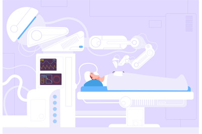 Robotic Surgery. Surgical doctor robot for operating people, biomedica