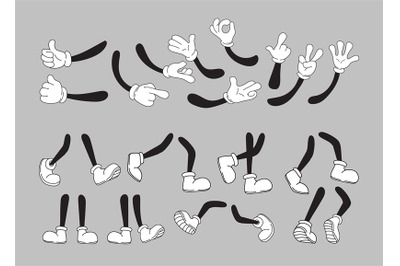 Hand feet mascot animation. Different movement legs and hands comic ch