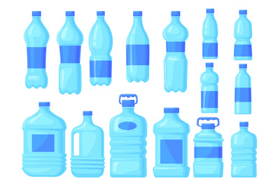 Distilled water bottles. Plastic big bottle with liter mineral bottled