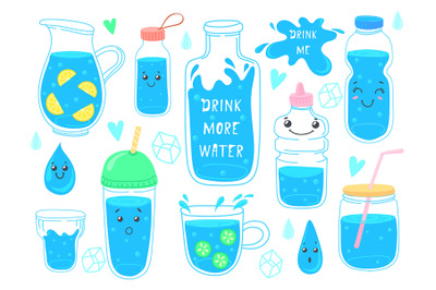 Drink more water. Cute waters world of drinks earth for health, glass