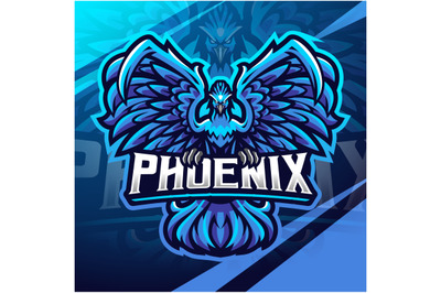 Blue phoenix esport mascot logo design