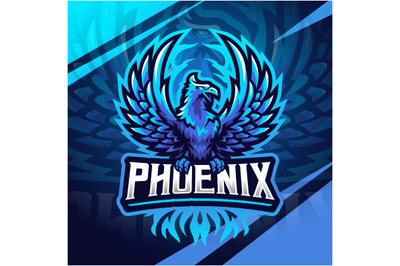 Blue phoenix esport mascot logo design