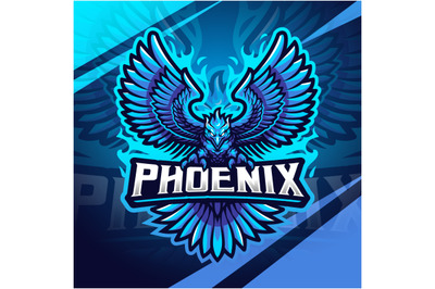 Blue phoenix esport mascot logo design