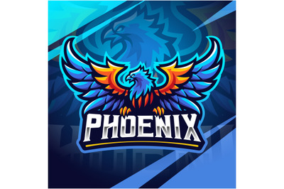 Blue phoenix esport mascot logo design