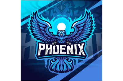 Blue phoenix esport mascot logo design