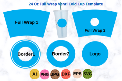 24 Oz Full Wrap Venti Cold Cup Template