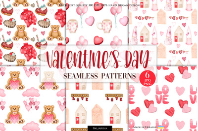 Valentine&#039;s Day seamless patterns set