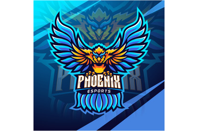 Blue phoenix esport mascot logo design