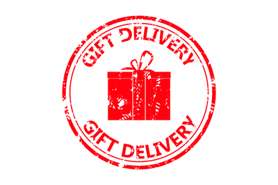 Rubber stamp gift delivery for winter holiday christmas and new year