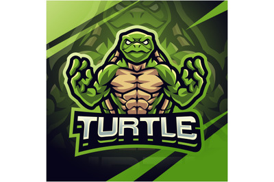 Turtle fighter esport mascot logo design