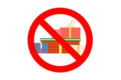 Ban present gift to holiday icon, badge and symbol