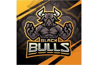 Black bulls fighter esport mascot logo design