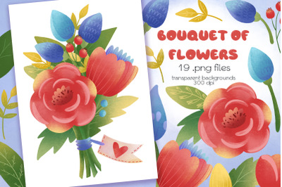 Flower Bouquet Clipart - PNG Files