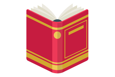 Open red book front view. Publish icon