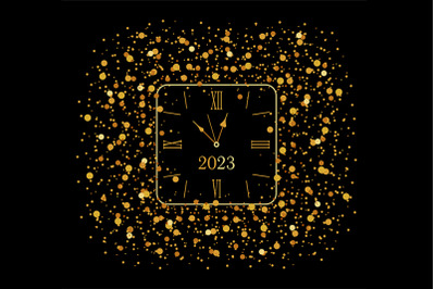 New Year Gold Clock