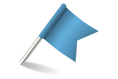 Blue flag thumb tack. Office push pin