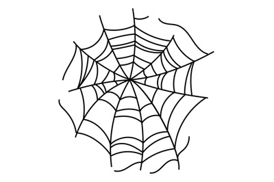 Cobweb. Halloween decorative isolated object, monochrome spiderweb, bl