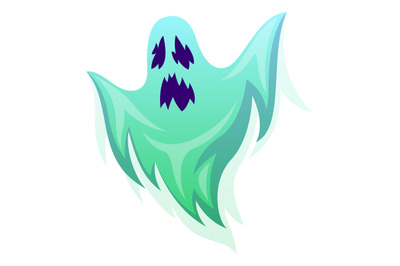 Ghost character. Halloween cartoon decor element, scary ghostly monste