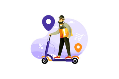 Delivery Courier Riding Electric Scooter