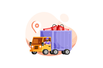 Delivery Service Truck Vector Illustration