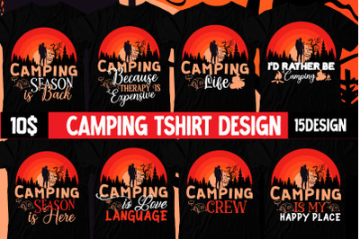 Camping T-Shirt Design Bundle , Camping SVG Bundle