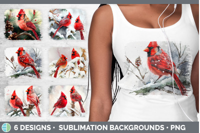 Christmas Cardinal Distressed Sublimation Background Panel