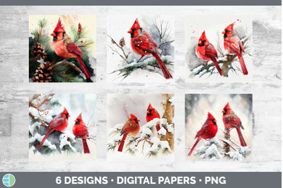 Christmas Cardinal Backgrounds | Digital Scrapbook Papers