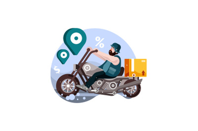 Motorcycle Delivery Service Vector Illustration