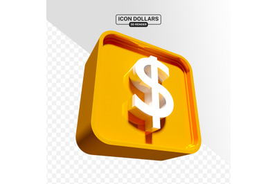 PSD dollars symbol in 3d colorful render in transparant background