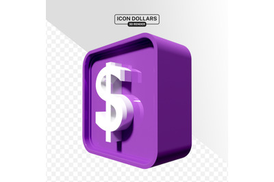 PSD dollars symbol in 3d colorful render in transparant background