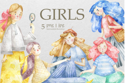 Girls and women- watercolor clipart
