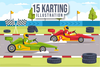 15 Karting Sport Illustration