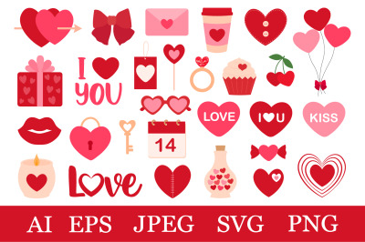 Valentine&#039;s day clipart. Valentine&#039;s sublimation. Hearts SVG