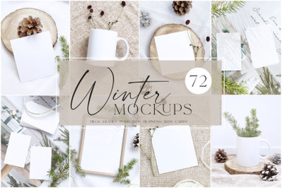 Winter Mockups, Mugs, Frames, Cards