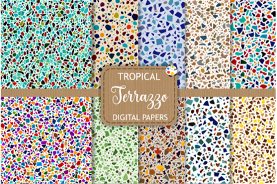 Tropical Terrazzo Geometric Digital Papers