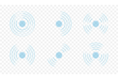 Echo sonar waves. Sound cycle pulse circular wave, pattern radar scree