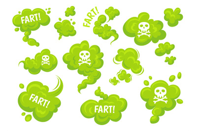 Green fart. Funny stinky clouds with skull text, pu farts bomb toxic t