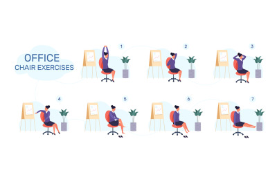 Workout office chair. Yoga stretch excercice, sitting exercises break