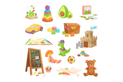 Nursery plush toys. Baby plastic toy, wooden cubes blocks for kinderga