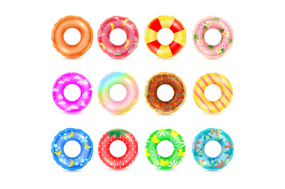 Realistic rubber ring. 3d swim accessories inflatable wheel swimming p