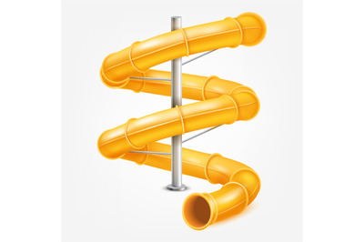 Realistic water slide. 3d spiral pipe waterpark construction, water sl