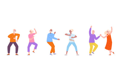 Seniors dancing. Old dance active fun elderly people to aging music, h