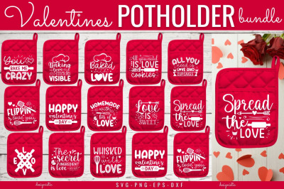 Valentines Day Pot Holder SVG Bundle