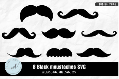 Black Moustaches SVG | 8 Variations