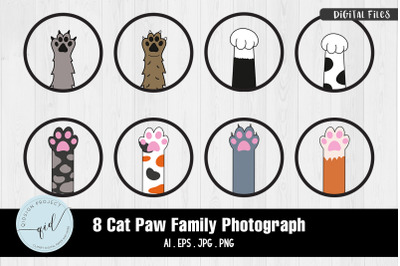 Cat Paw Family Photograph | 8 Variations