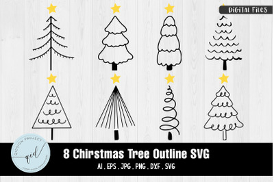 Christmas Tree Outline | 8 Variations
