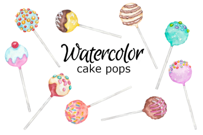 Cake pops watercolor clipart