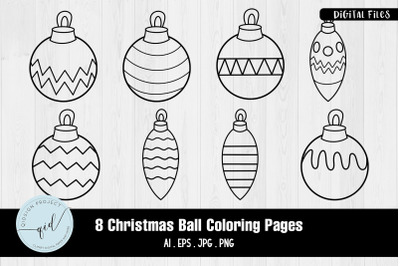 Christmas Ball Coloring Pages | 8 Variations