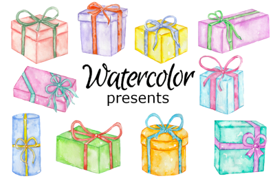 Presents watercolor clipart