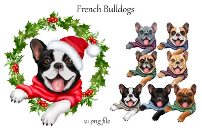 French bulldogs clipart, dogs clipart, dogs png print.